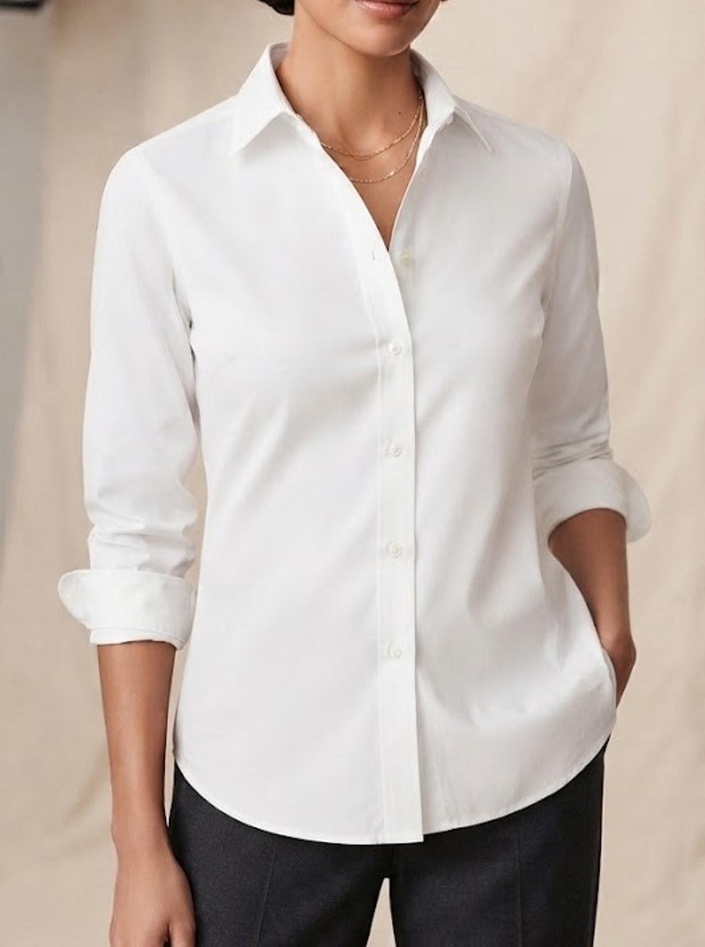 Brooks Brothers Womens Shirt 8 White Classic Fit Non Iron Stretch Long Sleeve